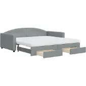 vidaXL Slaapbank onderschuifbed en lades 100x200 cm stof lichtgrijs