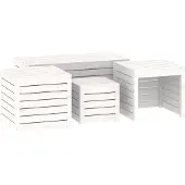 vidaXL 4-delige Tuinboxset massief grenenhout wit