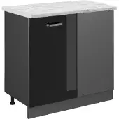 Vicco R-Line Hoekkast – 86 cm WB Marmer Zwart hoogglans