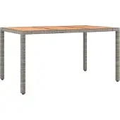Syfax Tuintafel met houten blad poly ratten en acaciahout grijs