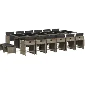 vidaXL 17-delige tuinset met kussens, grijs, polyrotan