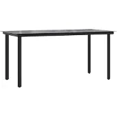 Syfax Tuintafel 160x80x74 cm staal en gehard glas zwart