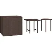 vidaXL Tuinbijzettafels 3 st poly rattan bruin