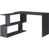 En.casa Bureau met plank, hoekbureau, kantoorbureau, L-vormig bureau, werkplek, hoekbureau, spaanplaat, donkergrijs []