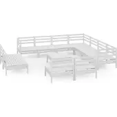 vidaXL 12-delige loungeset voor de tuin, massief grenenhout, wit