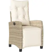 Syfax Tuinstoel verstelbaar met voetensteun poly rattan beige