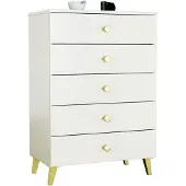 Akord Nachtkastje MOBI Kasjmier met 5 Lades / Furniture Factory / Kasjmierkleur met Gouden Handvatten / 60 x 89 x 37 cm