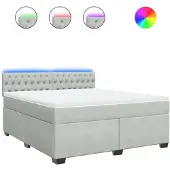 vidaXL Boxspring met matras fluweel lichtgrijs 180x200 cm