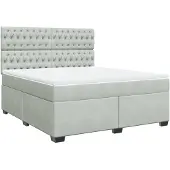 vidaXL Boxspring met matras fluweel lichtgrijs 180x200 cm