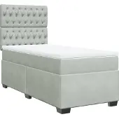 vidaXL Boxspring met matras fluweel lichtgrijs 100x200 cm