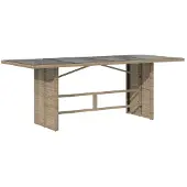 Syfax Tuintafel met glazen blad 190x80x75 cm poly rattan beige