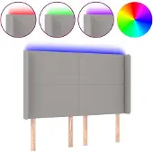 vidaXL Hoofdbord LED 147x16x118/128 cm stof lichtgrijs
