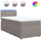 vidaXL Boxspring met matras stof taupe 90x200 cm