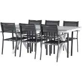 Ebuy24 Garcia tuinmeubelset tafel 100x200cm grijs, 6 stoelen Copacabana zwart.