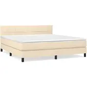 vidaXL Boxspring met matras stof crèmekleurig 180x200 cm