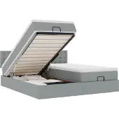 vidaXL Ottoman bed met matrassen 160x200cm stof lichtgrijs