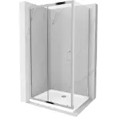Mexen Apia schuifdouchecabine 140 x 90 , transparant, chroom + Flat douchebak - 840-140-090-01-00-4010