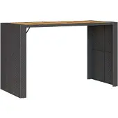 vidaXL Tuinbartafel acaciahouten blad 185x80x110 cm poly rattan zwart