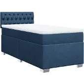 vidaXL Boxspring met matras stof blauw 80x200 cm