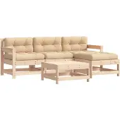 vidaXL 5-delige Loungeset met kussens massief hout