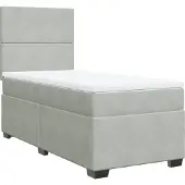 vidaXL Boxspring met matras fluweel lichtgrijs 100x200 cm