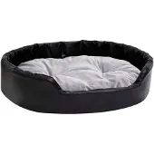 Syfax Hondenmand 90x79x20 cm pluche en kunstleer zwart en grijs
