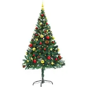Prolenta Maison Exclusive - Kunstkerstboom met verlichting en ballen, groen, 150 cm