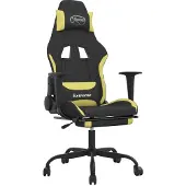 vidaXL Massage gamestoel met voetensteun stof zwart en lichtgroen