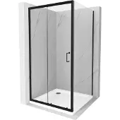 Mexen Apia schuifdouchecabine 100 x 100 , transparant, zwart + Flat douchebak, wit- 840-100-100-70-00-4010B