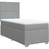 vidaXL Boxspring met matras stof lichtgrijs 100x200 cm
