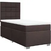 vidaXL Boxspring met matras stof donkerbruin 100x200 cm