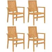 vidaXL Tuinstoelen stapelbaar 4 st 56,5x57,5x91 cm massief teakhout