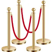 Vevor Drijvende barrière (4 stuks) met 2 rode fluwelen touwen (1,5 m lang)