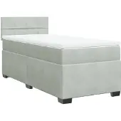 Syfax Boxspring met matras fluweel lichtgrijs 90x200 cm