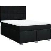 vidaXL Boxspring met matras stof zwart 140x200 cm