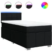 vidaXL Boxspring met matras stof zwart 80x200 cm