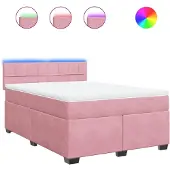 vidaXL Boxspringbed met matras, roze, 160x200 cm, fluweel