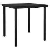 Syfax Tuintafel 80x80x74 cm staal en glas zwart