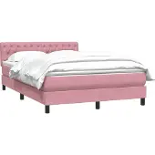 vidaXL Boxspring met matras fluweel roze 160x220 cm