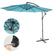Mendler Acerra zweefparasol, parasol, Ø 3m kantelbaar, polyester/staal 11kg ~ turquoise-blauw zonder voet