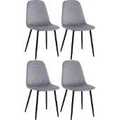 CLP Set van 4 stoelen Giverny met sierstiksels, kleur zwart. Materiaal: fluweel