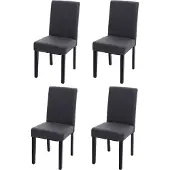 Mendler Set van 4 eetkamerstoelen Keukenstoel Littau MVG-gecertificeerd ~ kunstleer, mat grijs, donkere poten