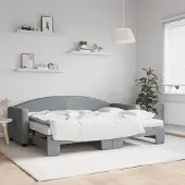 Prolenta Maison Exclusive - Uittrekbaar dagbed met matras, lichtgrijs, 80x200 cm, stof