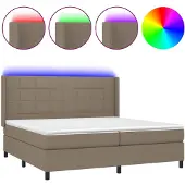 vidaXL Boxspring met matras en LED stof taupe 200x200 cm