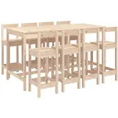 vidaXL 9-delige Barset massief grenenhout