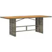 Syfax Tuintafel met acaciahouten blad 190x80x74 cm poly rattan grijs