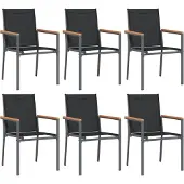 Syfax Tuinstoelen 6 st 55x61,5x90 cm textileen en staal zwart