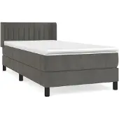 Syfax Boxspring met matras fluweel donkergrijs 90x200 cm