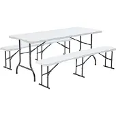 Oviala - Inklapbare tafel van 180 cm en 2 inklapbare banken - REKKEM