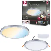 Paulmann LED paneel Aero CCT rond chroom 17,5 Areo, dimbaar, chroom / zilver, Woon-/ Eetkamer, Kunststof, Modern, slimme verlichting